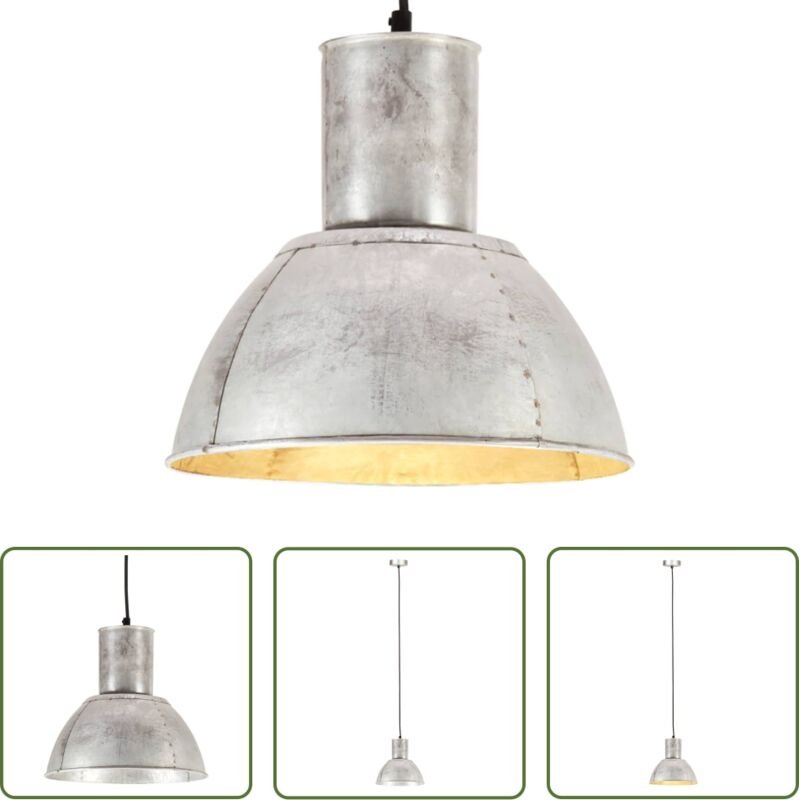 Industriestil - Hängelampe 25 W Silbern Rund 28,5 cm E27