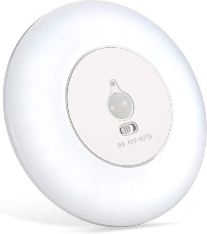 LED-Deckenleuchte mit Bewegungsmelder, batteriebetrieben, 6000 k, kabellose Deckenleuchte für Schränke, Garderobe, Kelle...