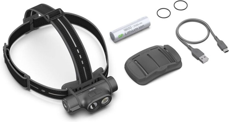 GP Battery PHR19 1200LM USB-C wiederaufladbare LED-Stirnlampe mit 3 AAA-Batterien