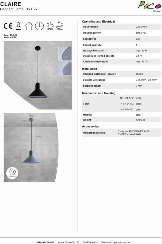 Pendelleuchte Hängelampe Esszimmer Küchenlampe Hängend Esstischlampe Matt E27 Matt Schwarz/Weiß, Klar ST64 800 Lumen / 7...
