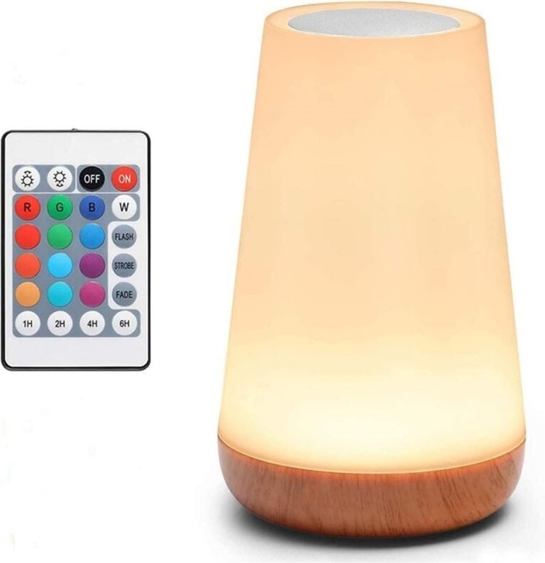 LED-Nachttischlampe, stimmungsvolle Schlafzimmerlampe, Touch-Bedienung mit 13 RGB-Farben, USB-aufladbar, ferngesteuerte ...