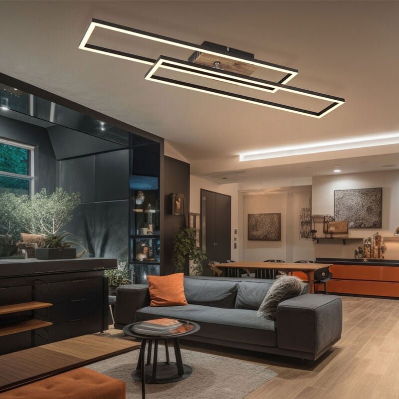 Globo Lighting - Deckenlampe Esszimmerleuchte Wohnzimmerlampe Schlafzimmerleuchte Küchenlampe, Metall schwarz Alu mdf Ho...