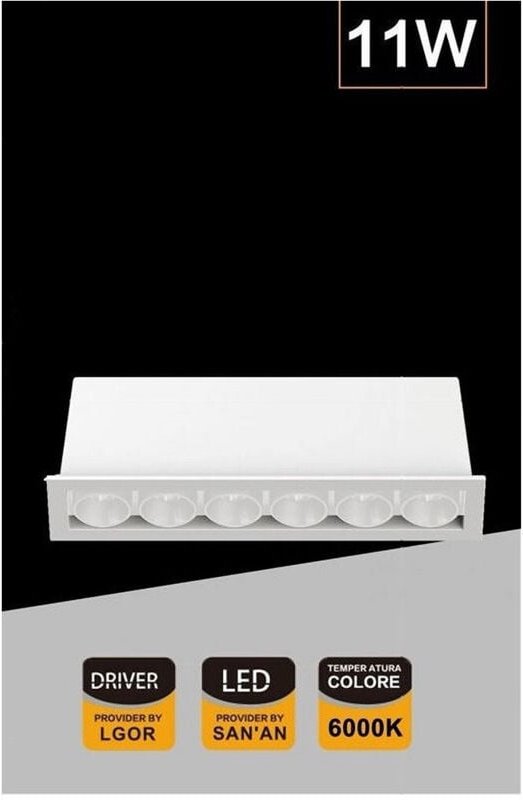 Trade Shop Traesio - Trade Shop - LED-Einbaustrahler, rechteckig, weiß, 11 w, natürliches warmes und kaltes Licht, XTD-6...