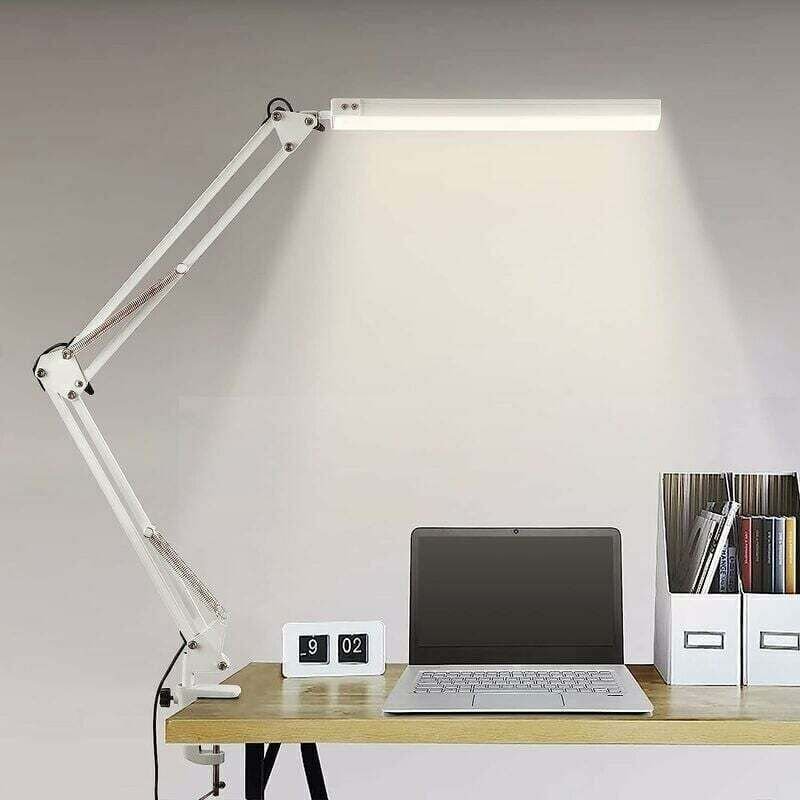 Ulisem LED-Schreibtischlampe, faltbare Architekten-Tischlampe mit Klemme, 10 Helligkeitsstufen x 3 Farbmodi, verstellbar...