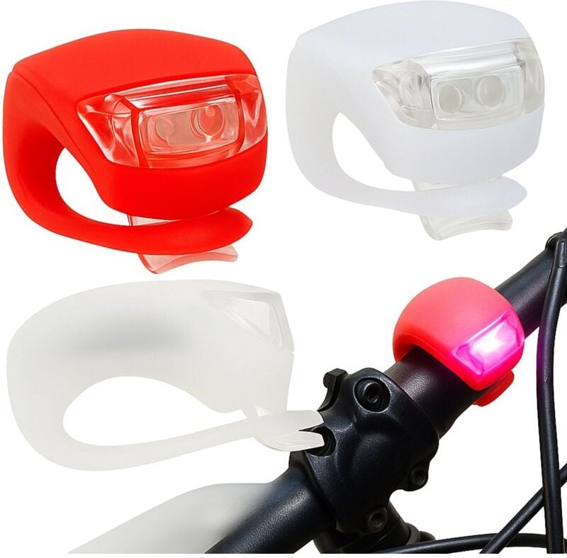 2x LED-Fahrradlampe, Vorder- und Rücklicht, Set, Fahrrad, 2 Stück, weiß und rot