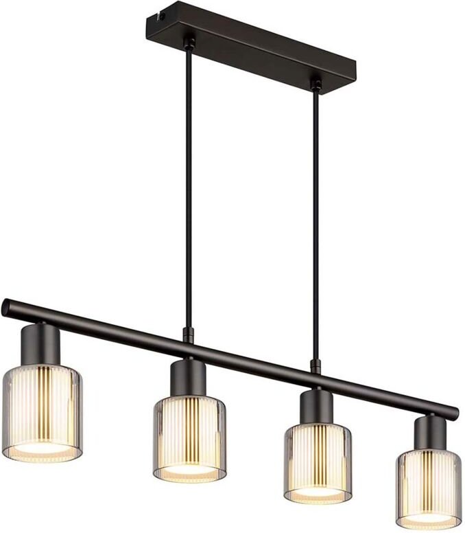 Pendelleuchte Hängelampe Deckenlampe Metall schwarz Glas opal verchromt H 120 cm