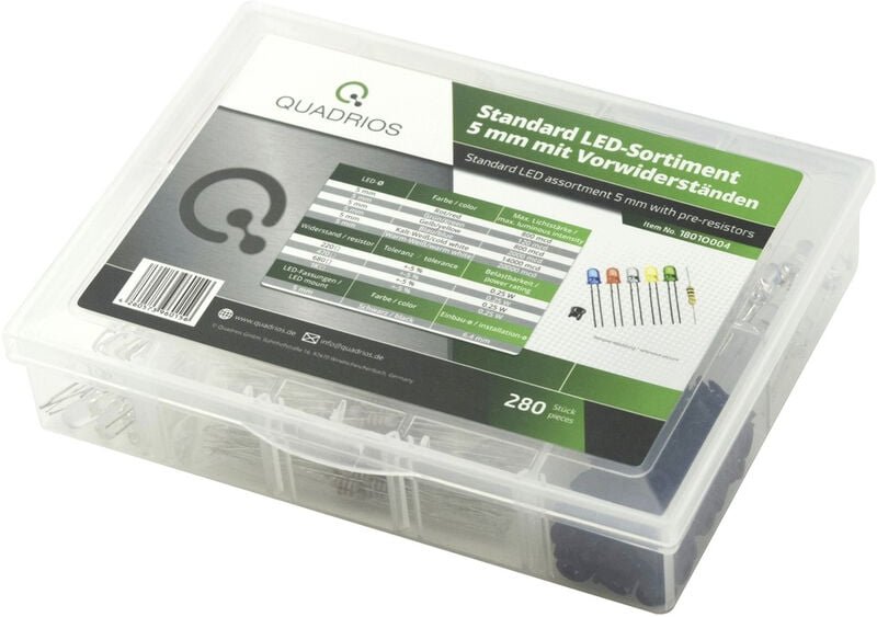 Quadrios - LED-Sortiment Rot, Grün, Gelb, Blau, Kaltweiß, Warmweiß 5 mm 20 mA 3.0 v