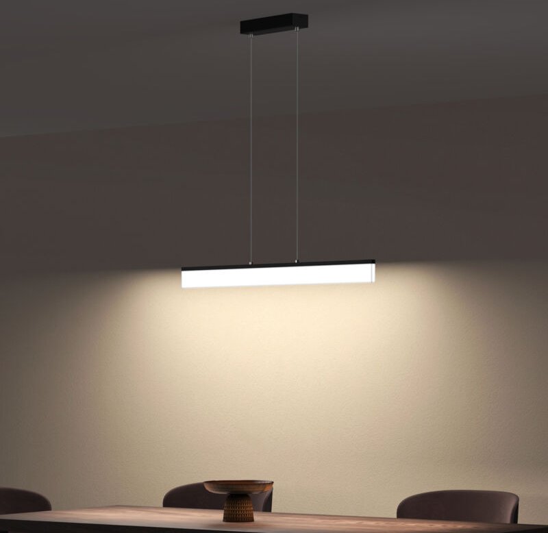 Pendelleuchte 905mm led Hängelampe Dimmbar mit Fernbedienung 3000K/4000K/6000K Verstellbares Kabel 20W matt Schwarz Häng...