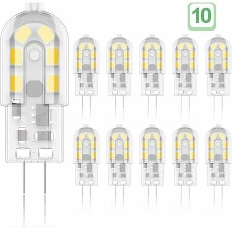 Aiperq G4 2W LED-Lampe, entspricht 20W Halogenlampen, Warmweiß 3000K, 200Lm, 12x SMD, 12V AC/DC - 10er-Pack [Energieklas...