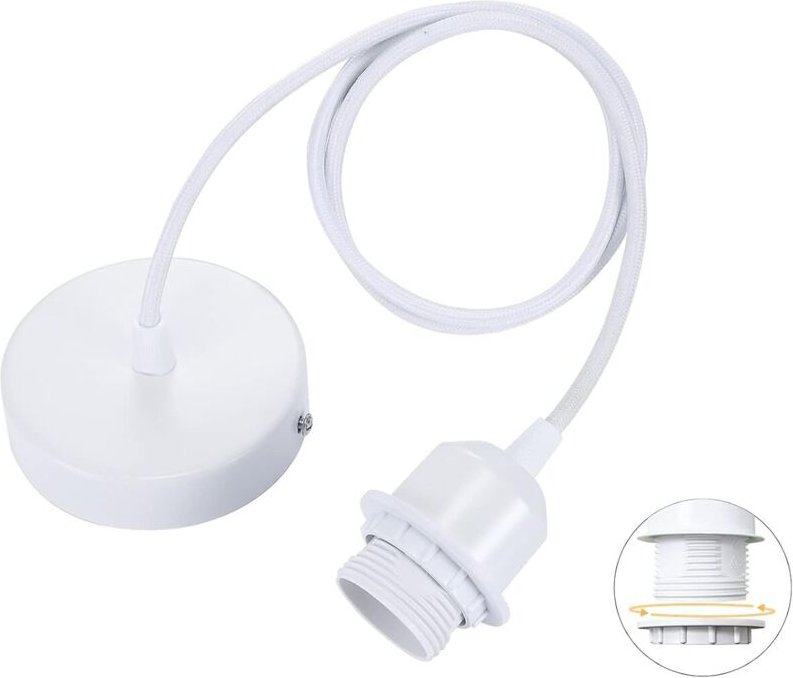 E27 Pendelleuchte mit Schraubring, 100cm verstellbares Textilkabel, Pendelleuchte kompatibel mit Lampenschirm, ideale Fa...