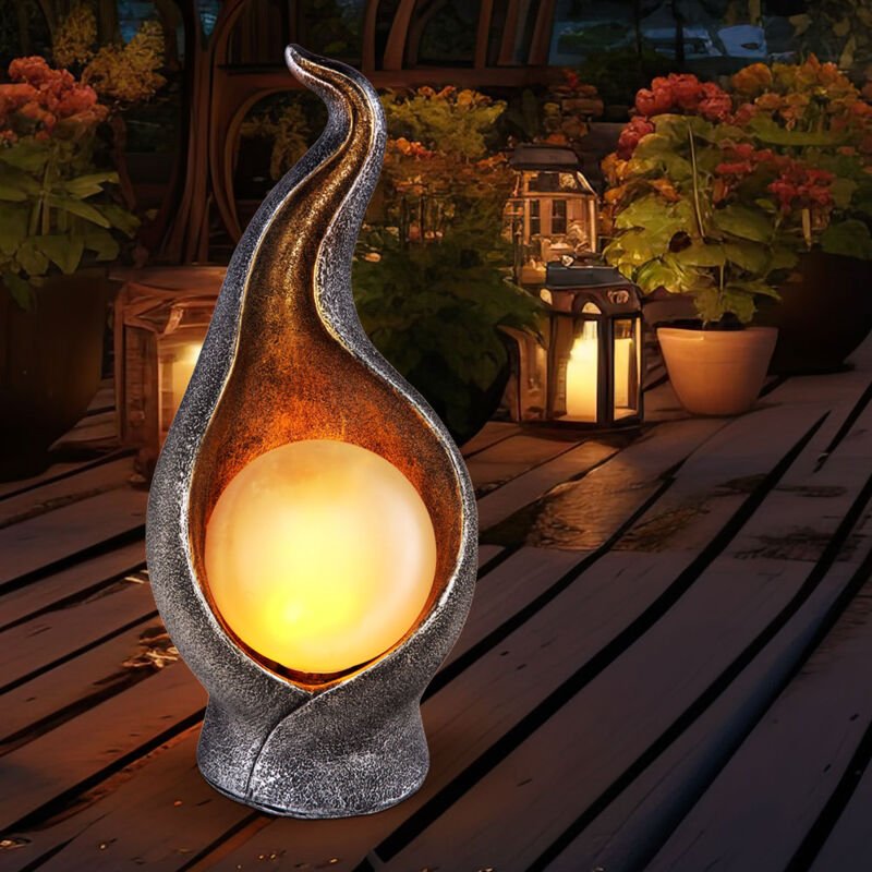 Solarleuchte Solarlampe Außenleuchte Gartenleuchte Außenlampe Eingangsbereich, IP44 Spritzwasserfest Flammenoptik silber...