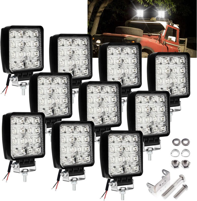 Randaco LED Arbeitsscheinwerfer 48W LED Scheinwerfer Rechteck IP67 Wasserdicht 12V 24V für LKW,Offroad, SUV, ATV,traktor...
