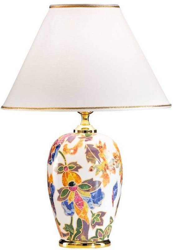 Kolarz DAMASCO - Lifestyle Stoff Tapered Shade Tischleuchte Poliertes Gold, 1x E27