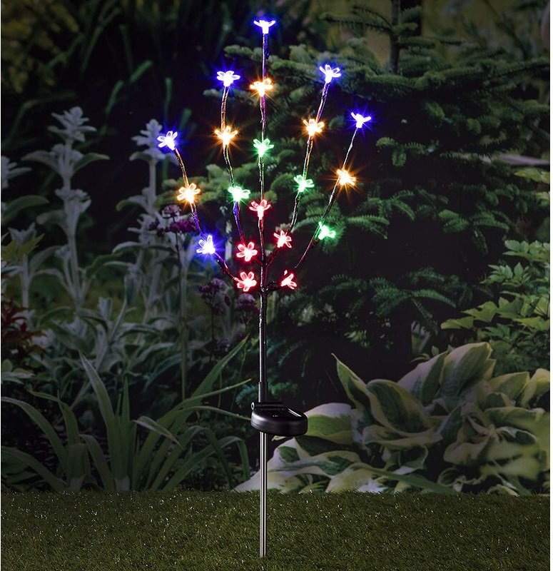 HI 70359 LED Solar Kirschblüten Gartenstecker mit 20 LEDs Höhe 80cm