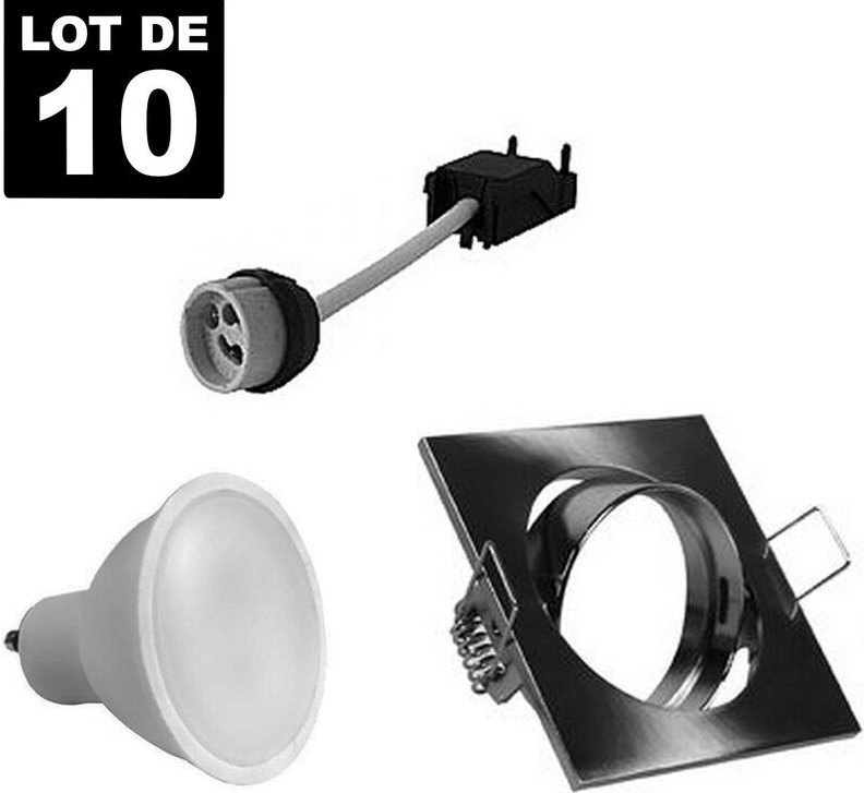 10 Einbaustrahlers 7W Neutralweiß quadratisch einbaubar schwenkbar Alu gebürstet GU10 LED 4500k
