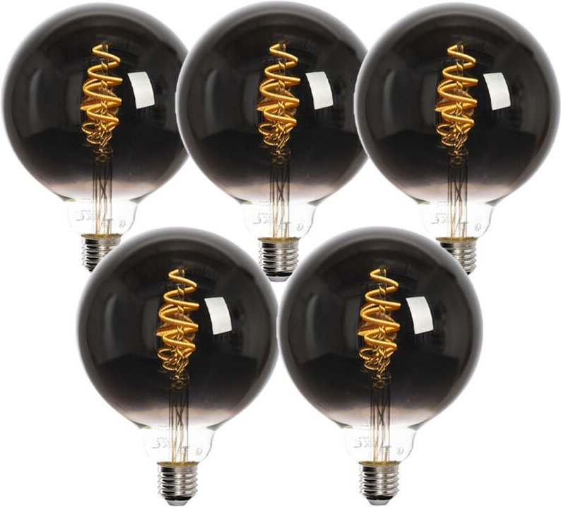 Set mit 5 Smart E27 LED-Glühbirnen G125 Schwarz 4W 60lm 1800-3000K