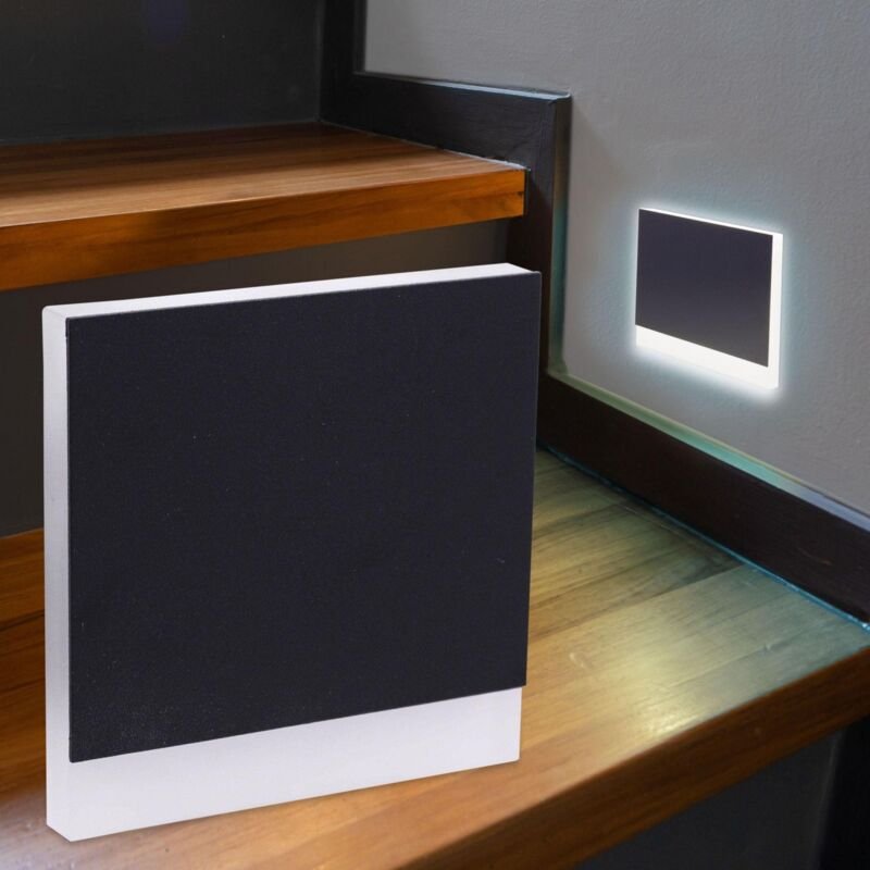 LED Treppenleuchte eckig schwarz - Lichtfarbe: Kaltweiß 1,5W - Lichtaustritt: Orbis