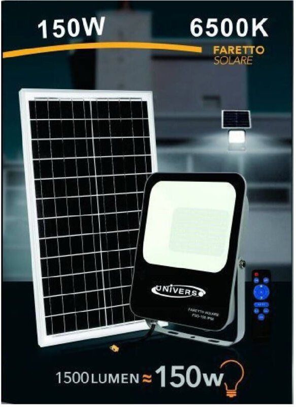 Trade Shop - faretto faro led solar 150 watt mit IP65 luce fredda 6500K FSO-150W -
