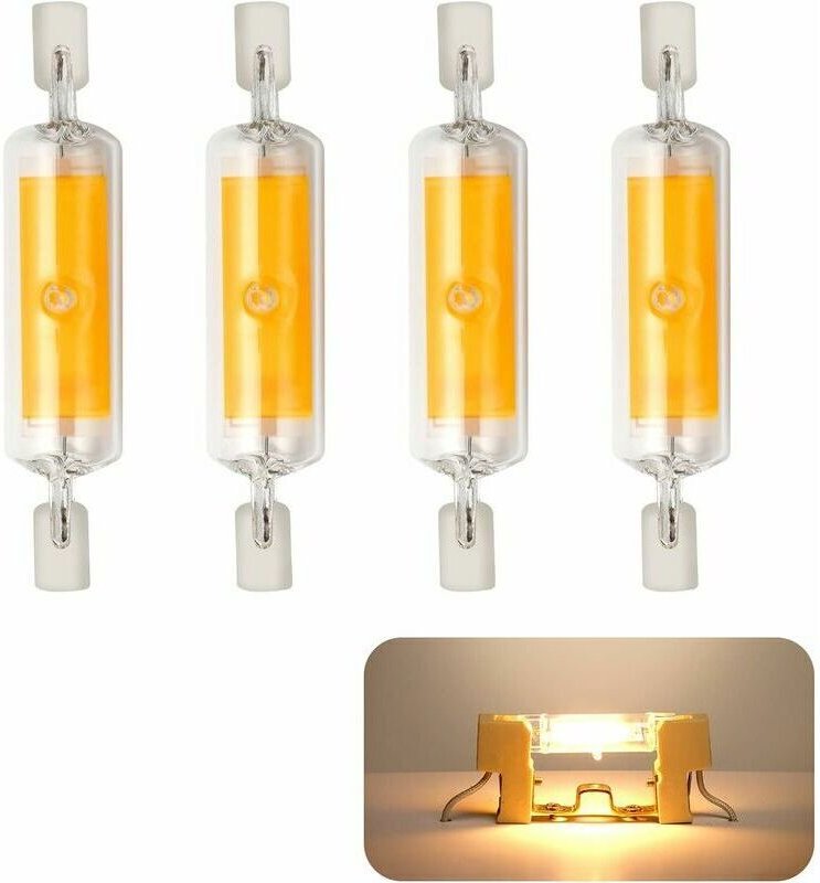 4 Stück R7S 78 mm dimmbare 10 W 230 V LED-Glühbirnen, warmweiß 3000 K, 800 LM COB-LED-Lampe, 360 ° Abstrahlwinkel, passt...