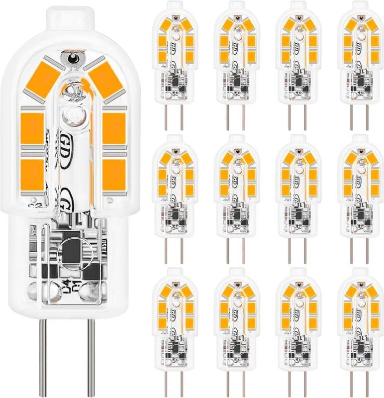 Thumbnail - Gotrays - 12 G4-LED-Lampen, Warmweiß 3000 k, 200 lm, ac/dc 12 v, geeignet für Schlafzimmer, Wohnzimmer, Küchen, Gärten