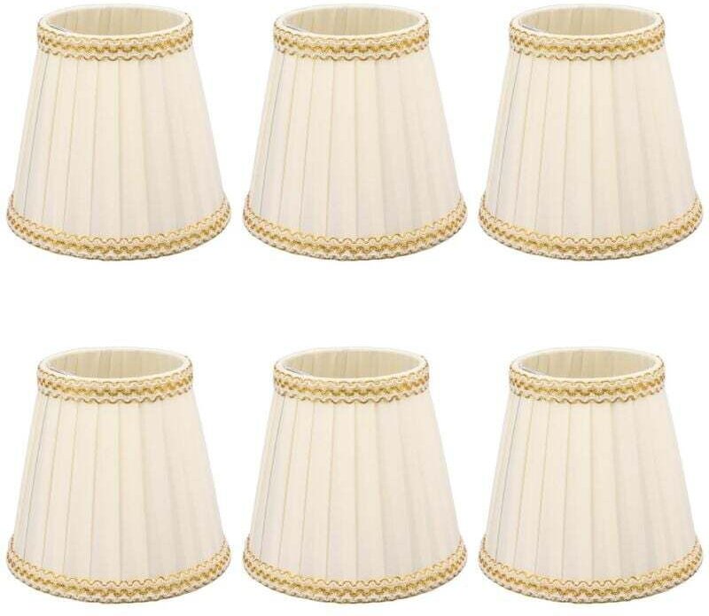 Lampenschirm, 6 Stück, kleiner Lampenschirm, zum Aufstecken, Trommelstoff, Lampenschirm für Kronleuchter, Kerzen, Glühbi...