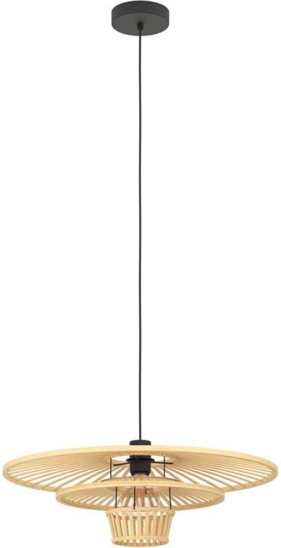 Hängelampe Lydney, Pendelleuchte über Esstisch, Esszimmerlampe Japanisch, Holz Lampenschirm aus Bambus, E27 Fassung, ø 5...