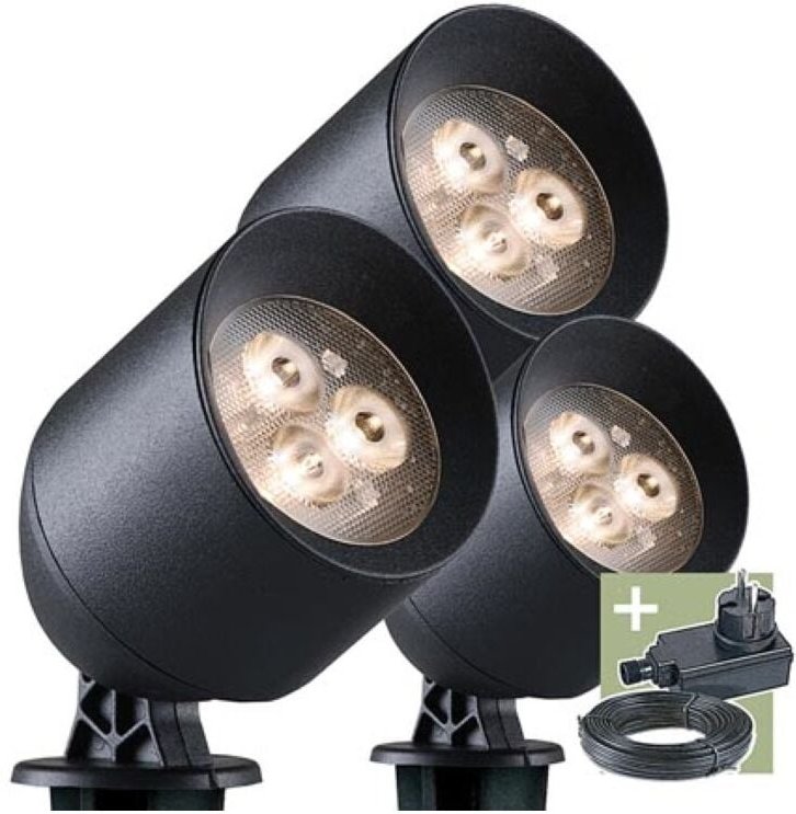 Ludeco - Laros - Strahler - 3er-Set - 12 v - 90 lm - 1 w - Warmweiß
