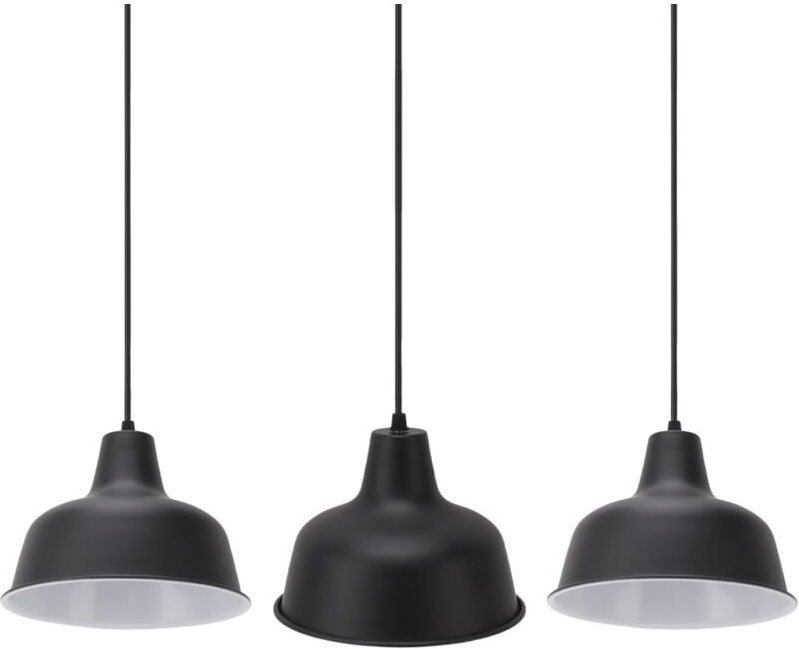 3-teiliges, mattschwarzes Pendelleuchten-Set im Landhausstil, höhenverstellbar, ideal für Kücheninseln und Restaurantbel...