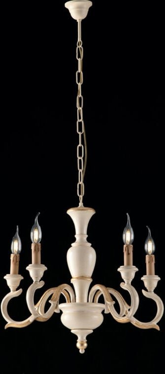 Bonetti Illumina - Fiorenza - Kronleuchter aus Elfenbeinholz und Blattgold 5 Lichter 110 - Ø50 - BL172-5-AV