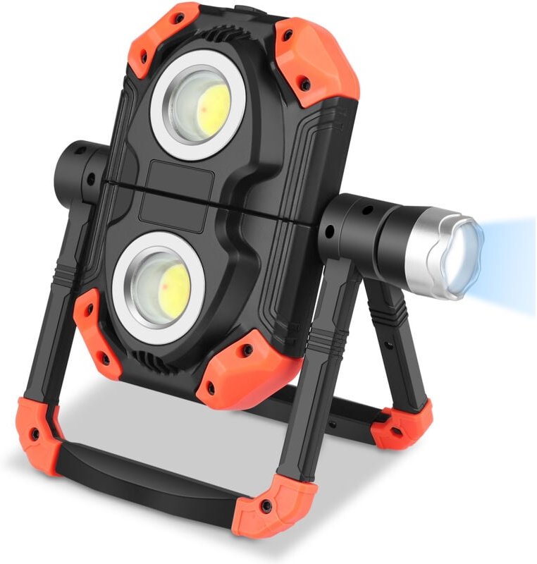 Beijiyi - Wiederaufladbarer LED-Flutlicht für den Außenbereich, tragbar und flexibel, Arbeitslampe, 360° drehbar, mit wi...