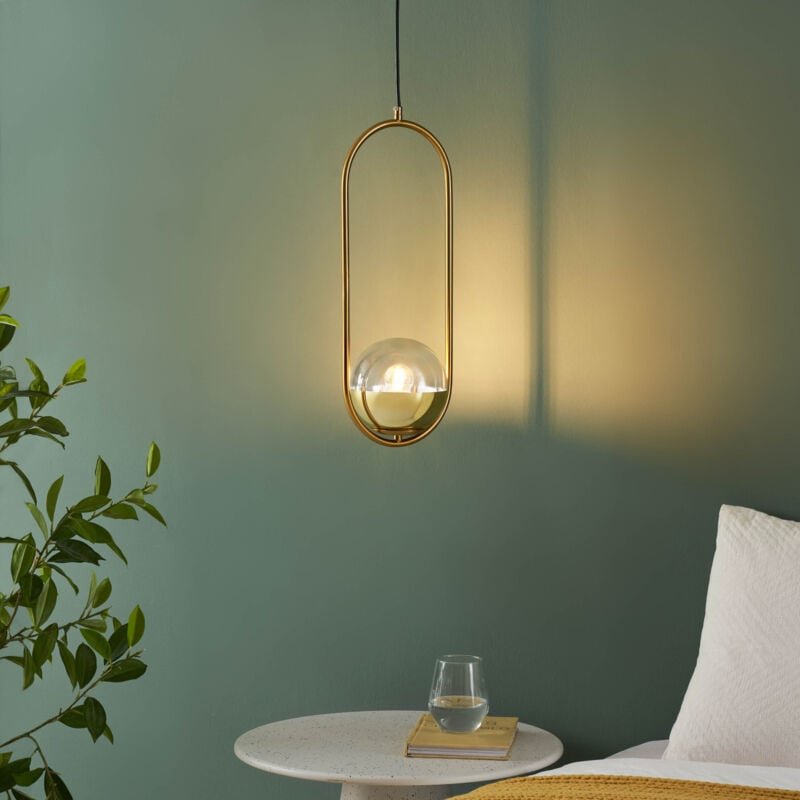 Thumbnail - Goldene dekorative Hängelampe aus Glas - Nuccia