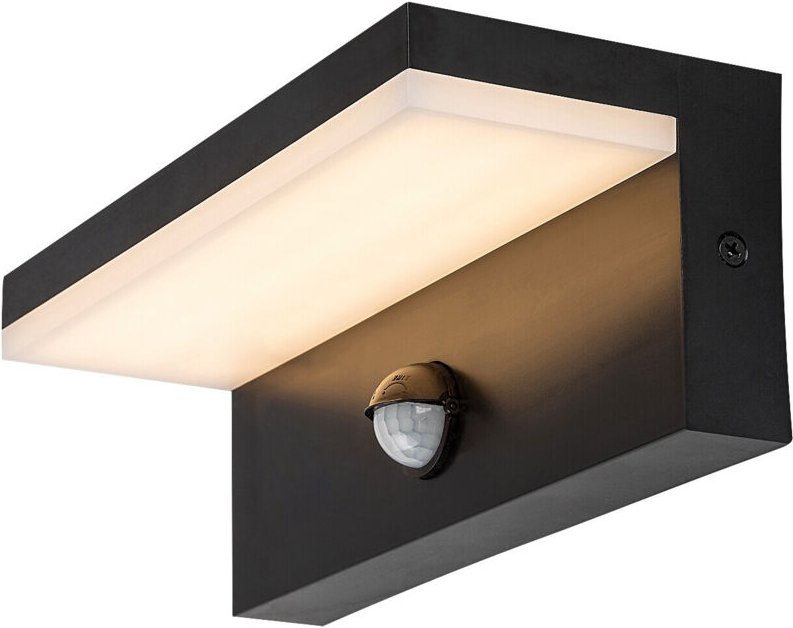 Moderne schwarze Außenwandleuchte mit Bewegungsmelder, variable LED-Farbe, 9W IP54 ZARAGOZA, Rabalux