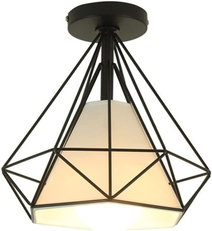 Vintage-Industrie-Deckenleuchte, schwarz-goldene Käfig-Metall-Deckenleuchte mit E27-Fassung, moderner Kronleuchter, für ...