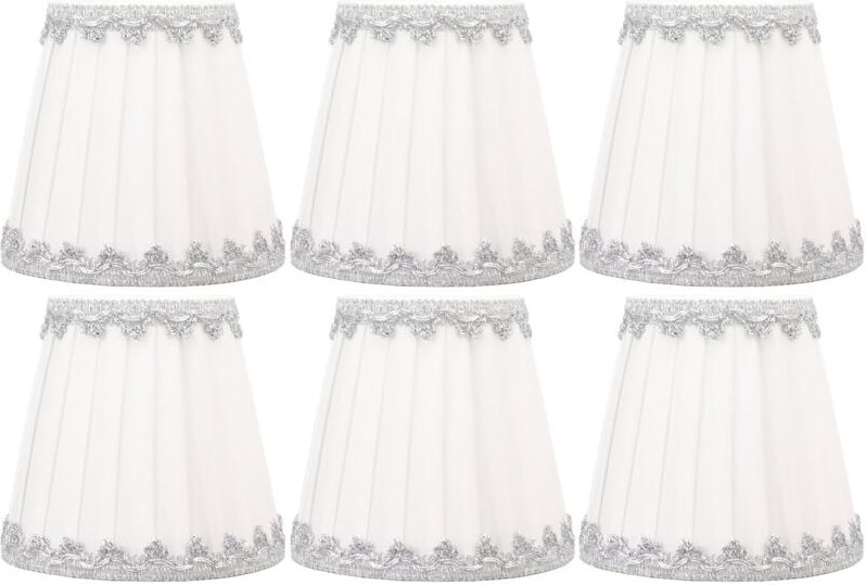 Fafeicy 6er-Set Stoff-Kerzenlampenschirme, moderne schlichte Kronleuchter-Tischlampenschirme für das Wohnzimmer.