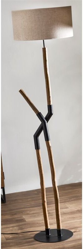 Dedalo Stehlampe, Naturholz, Beige, 178 cm, 45 x 45 x 178 cm