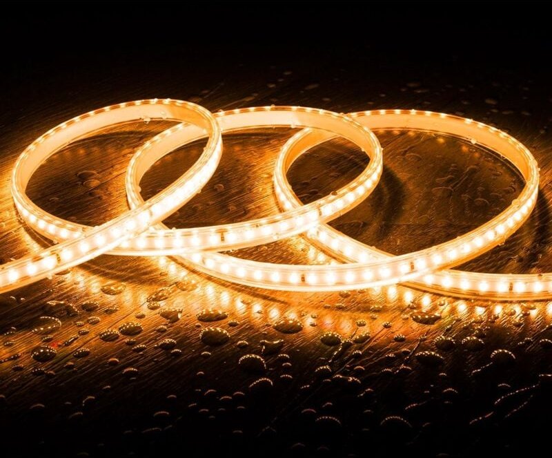 Efectoled - LED-Streifen Dimmbar 220V smd 120 LED/m Super Warmweiß 7.5W/m 750lm/m Breite 12mm Schnitt 20cm IP65 nach Maß...