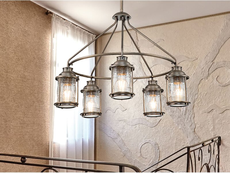 Meinewunschleuchte - led Industrial Pendelleuchte für Innen & Außen, Bronze Ø66cm