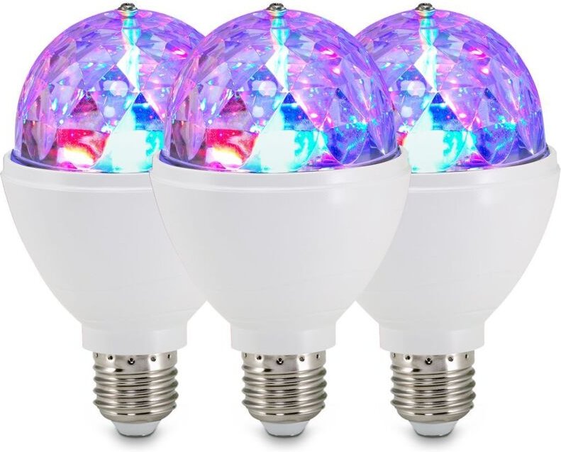 Briloner DISCO LIGHT 3er Set LED-Leuchtmittel, RGB, Farbwechseleffekt, Permanente Drehung, E27/3W, 180° Abstrahlwinkel, ...