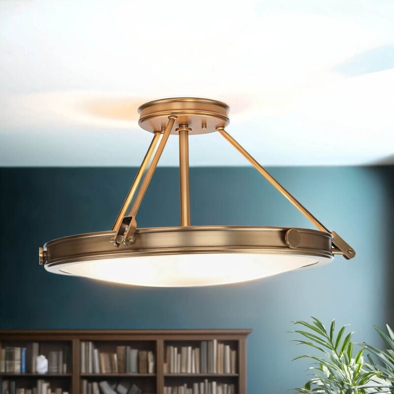 Licht-erlebnisse - Deckenlampe rund Jugendstil in Messing gracia Deckenleuchte Esszimmer Wohnzimmer