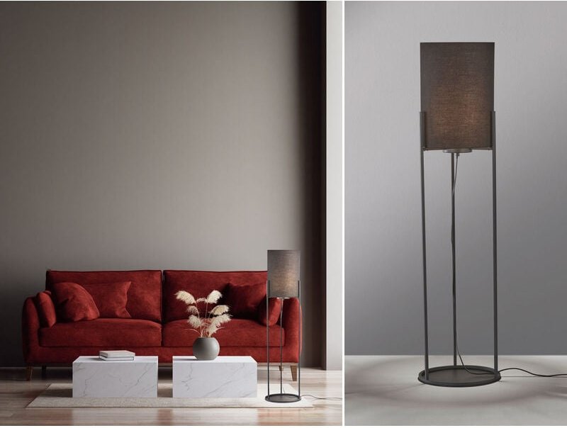 Fischer&honsel - Stehleuchte spenzer Schwarz mit Stoffschirm innen Gold, Höhe 114cm