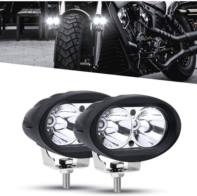 Motorrad LED Scheinwerfer Vorne, 20W Rund Motorrad Zusatzscheinwerfer Arbeitsscheinwerfer Nebelscheinwerfer 12V/24V Weiß...