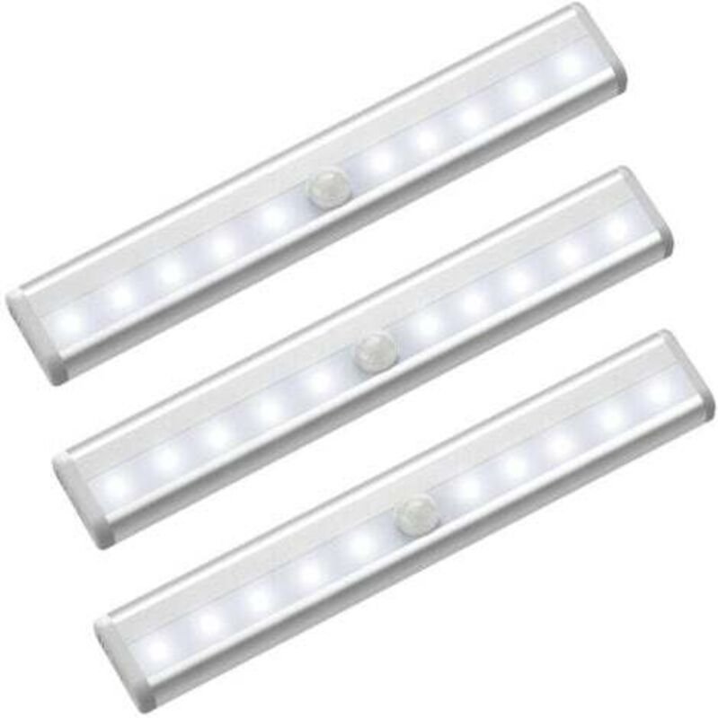 3er-Pack LED-Leuchten mit Bewegungsmelder für Schränke, 10 kabellose LED-Spots, LED-Leuchten für Schränke, batteriebetri...