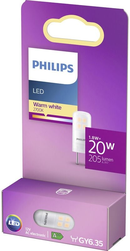 Led 76791400 led eek f (a - g) GY6.35 Stiftsockel 1.8 w = 20 w Warmweiß (ø x l) 1.3 cm x 3.5 - Philips