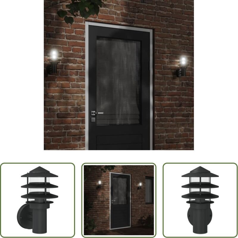 vidaXL Edelstahl Wandlampe - Außenwandleuchte Schwarz Edelstahl