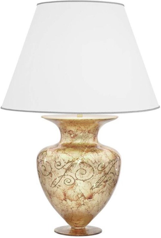 Anfora Stoff-Tischlampe mit rundem konischem Schirm Chrom - Kolarz