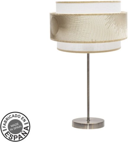 Tischleuchte de Alto Nepal 1xe27 Leder/weiß/gold 30d - Fabrilamp