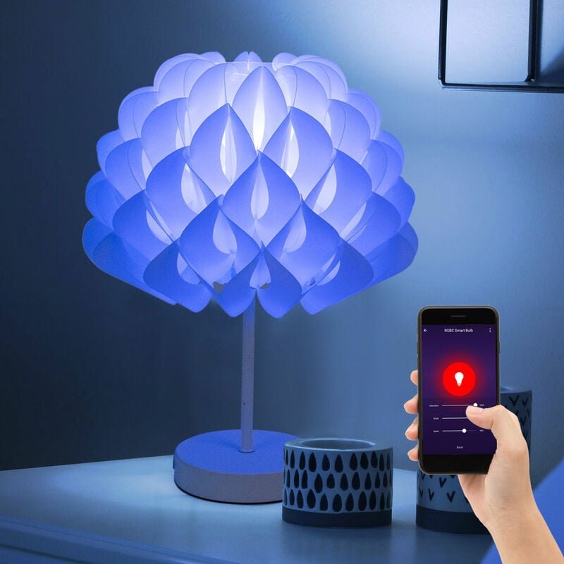 Nachttischlampe Tischlampe weiß Tischleuchte Schlafzimmer, Leseleuchte Dekorbögen, cct, App Steuerung dimmbar, 1x Smart ...