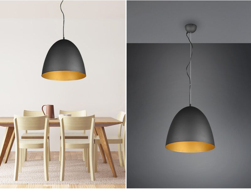 Led Pendelleuchte einflammig Metall Schwarz innen Gold rund, ø 40cm