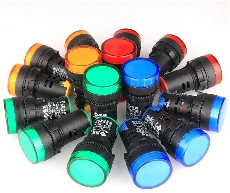 16 Stück rote/gelbe/blaue/grüne 22-mm-LED-Treiberpanel AC 220 V 20 mA Anzeige-Signallampe (4 Stück pro Farbe)