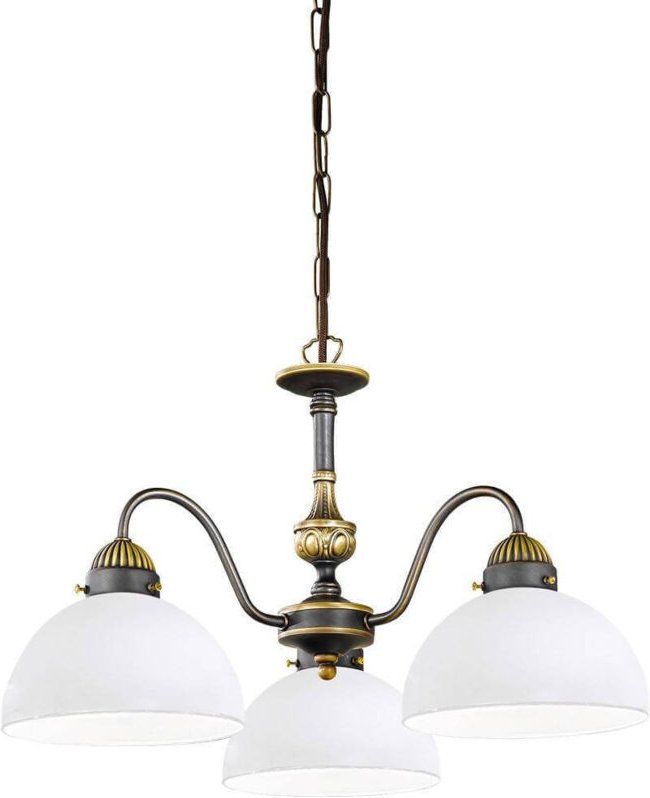 Kolarz - nonna - Cottage Style Glas 3 Arm Kronleuchter Matt Antik Messing, 3x E27